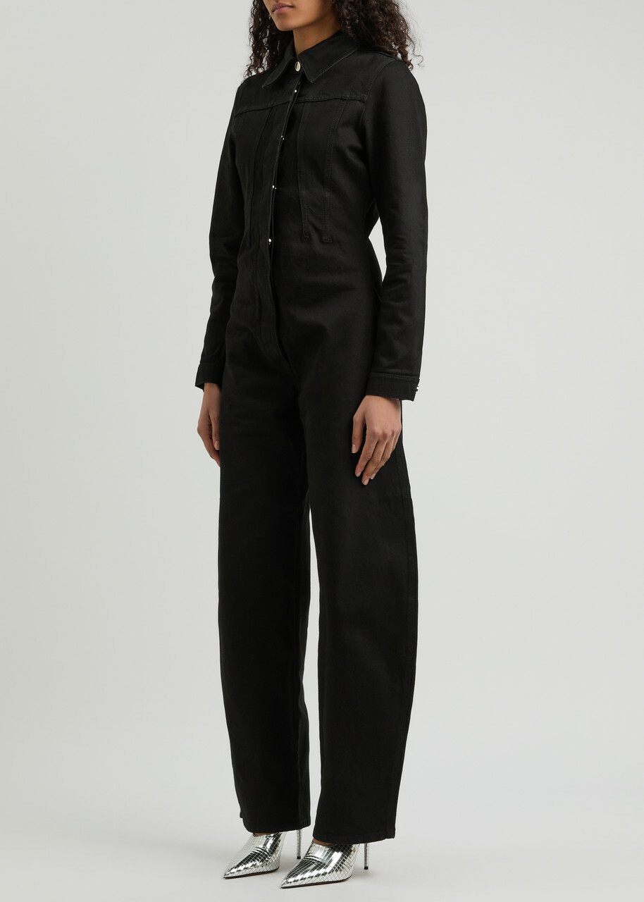 Alaïa Darted Denim Jumpsuit Black