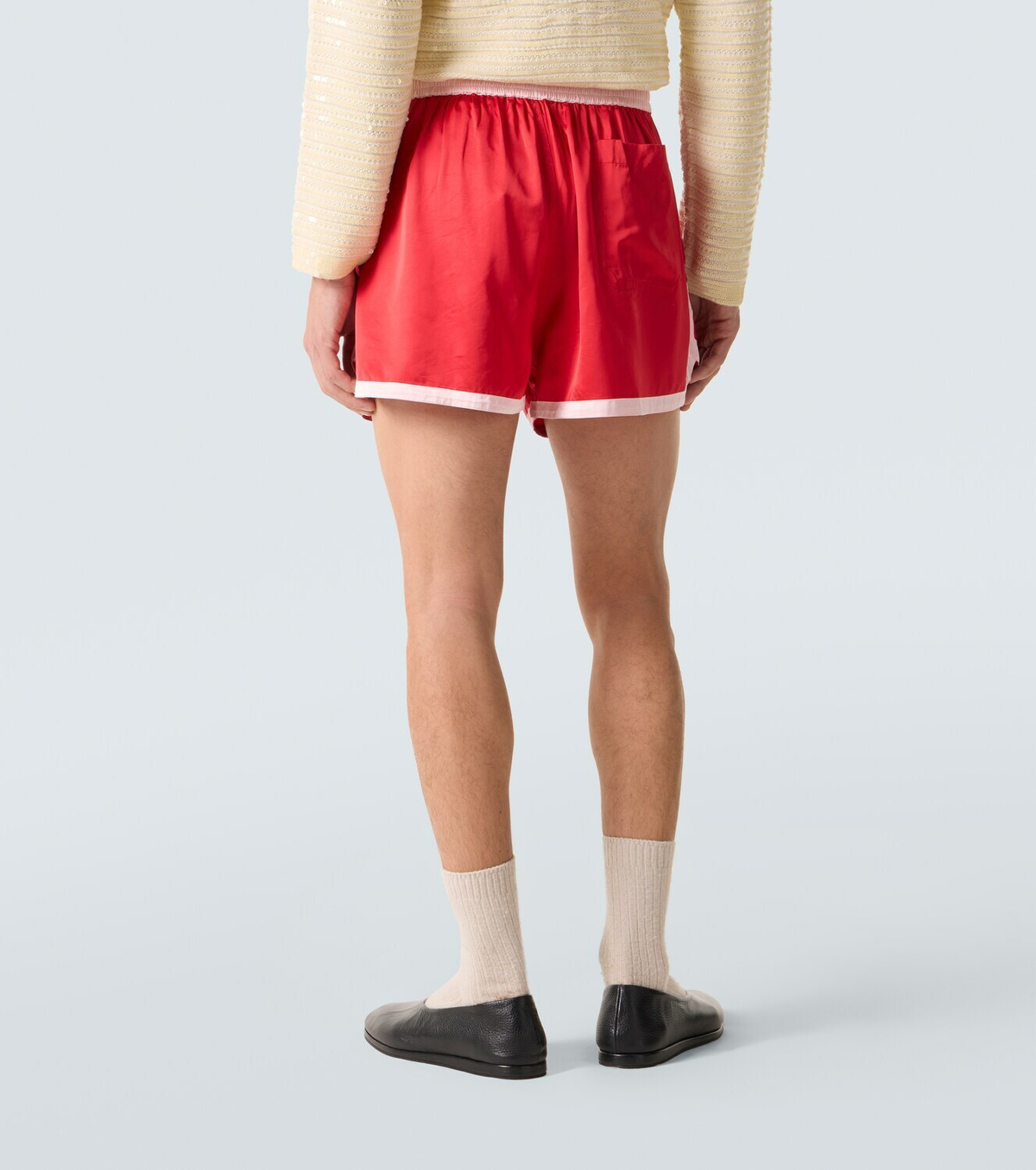Bode Heart Deco embroidered satin shorts