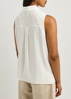 Eileen Fisher Sleeveless Silk-georgette Shirt Ivory