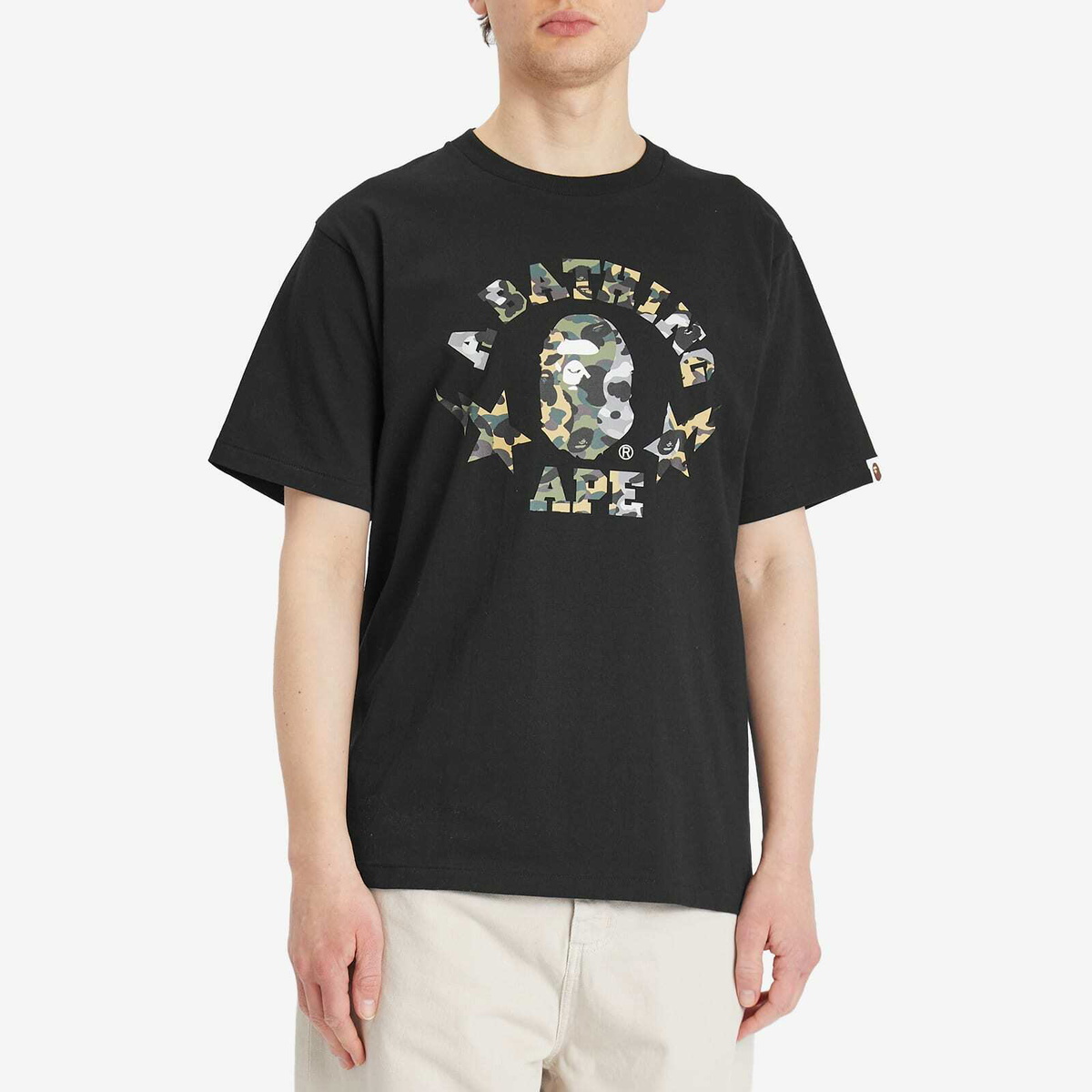 A Bathing Ape Men's 1St Camo Crazy Sta College T-Shirt in Black