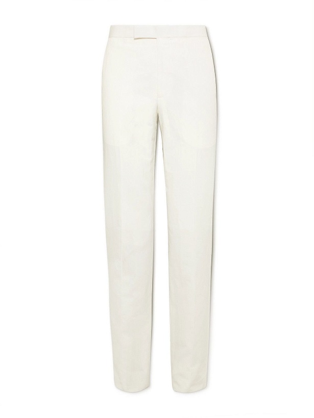 Photo: Richard James - Straight-Leg Linen and Cotton-Blend Suit Trousers - White