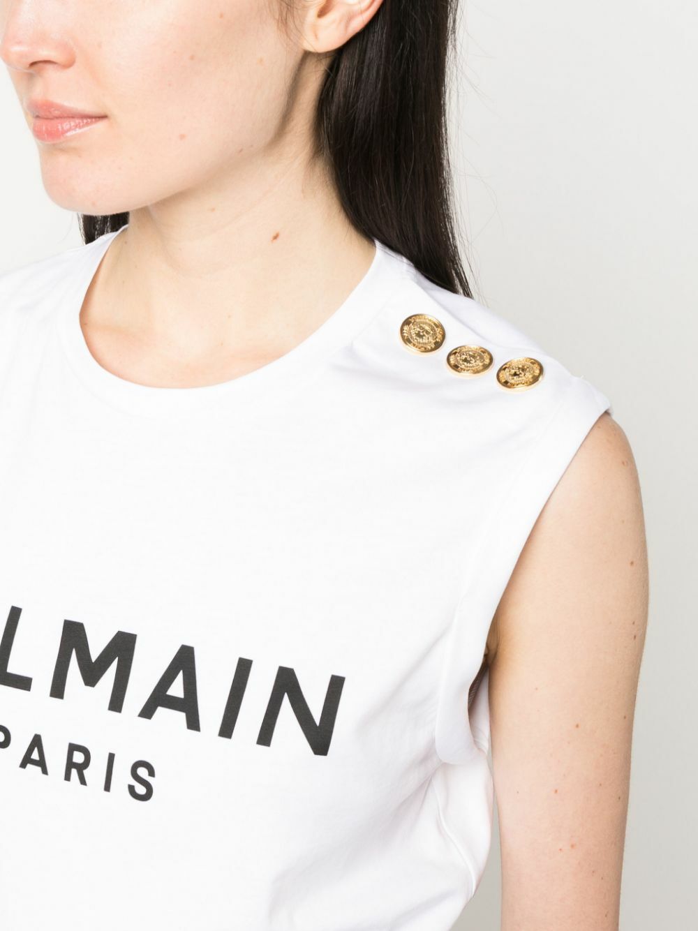 3 Button Balmain Printed Tank Top - Gab Blanc main image 1