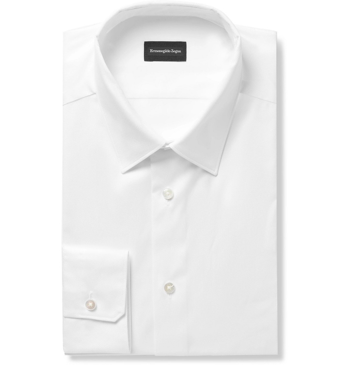 Photo: Ermenegildo Zegna - Slim-Fit Cotton-Jacquard Shirt - White
