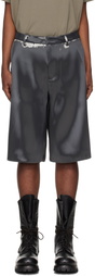 HELIOT EMIL Gray Liquid Metal Shorts