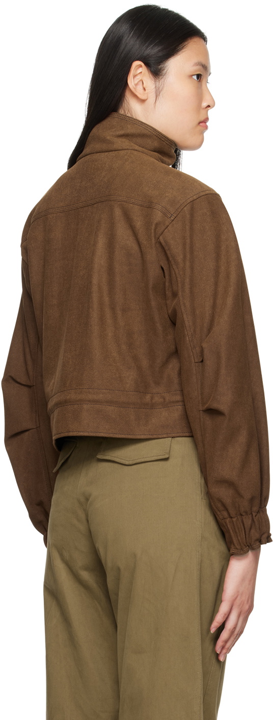 LVIR Brown Drawstring Faux-Leather Jacket