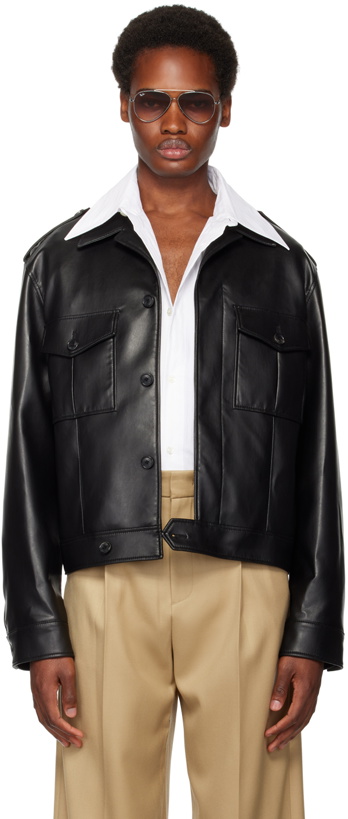 Photo: System SSENSE Exclusive Black Faux-Leather Jacket