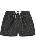 Frescobol Carioca - Slim-Fit Short-Length Printed Swim Shorts - Black