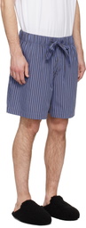 Tekla Navy & Brown Poplin Pyjama Shorts