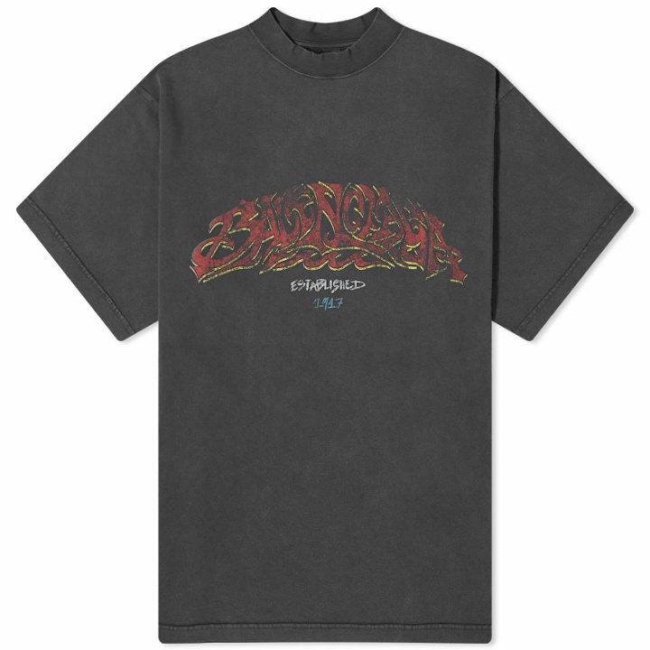 Photo: Balenciaga Men's Offshore Vintage T-Shirt in Faded Black/Red