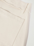 AIREI - Straight-Leg Distressed Panelled Cotton-Twill Trousers - Neutrals