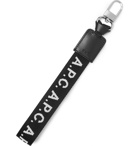 A.P.C. - Leather-Trimmed Logo-Jacquard Webbing Key Fob - Black