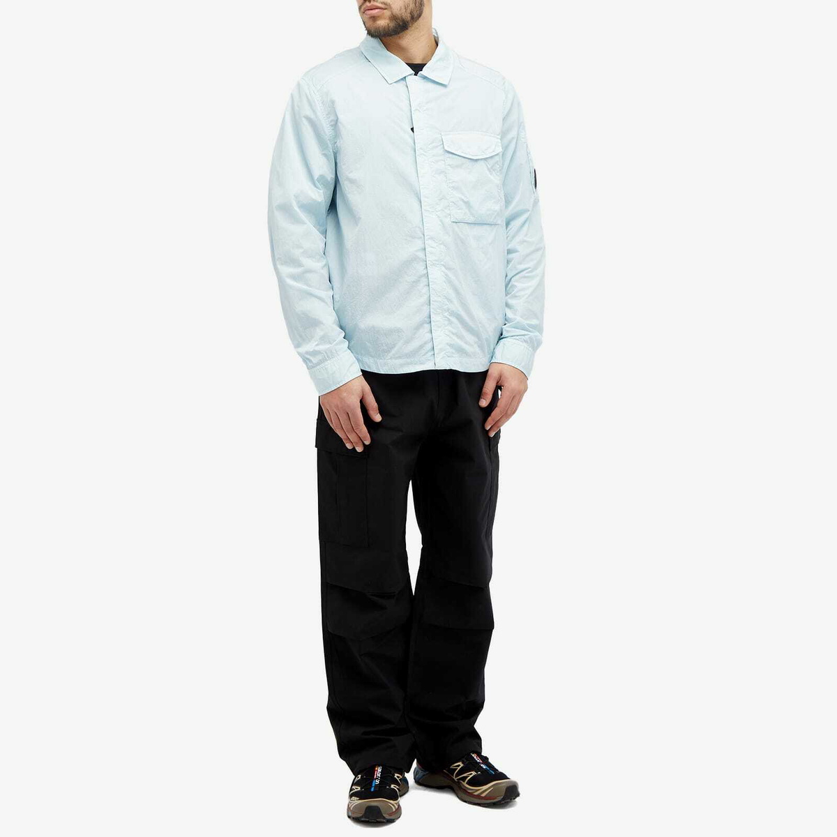 おー太郎シーピーカンパニーCHROME-R POKET OVERSHIRT C.P. Company Men's Chrome-R Pocket Overshirt in Starlight Blue
