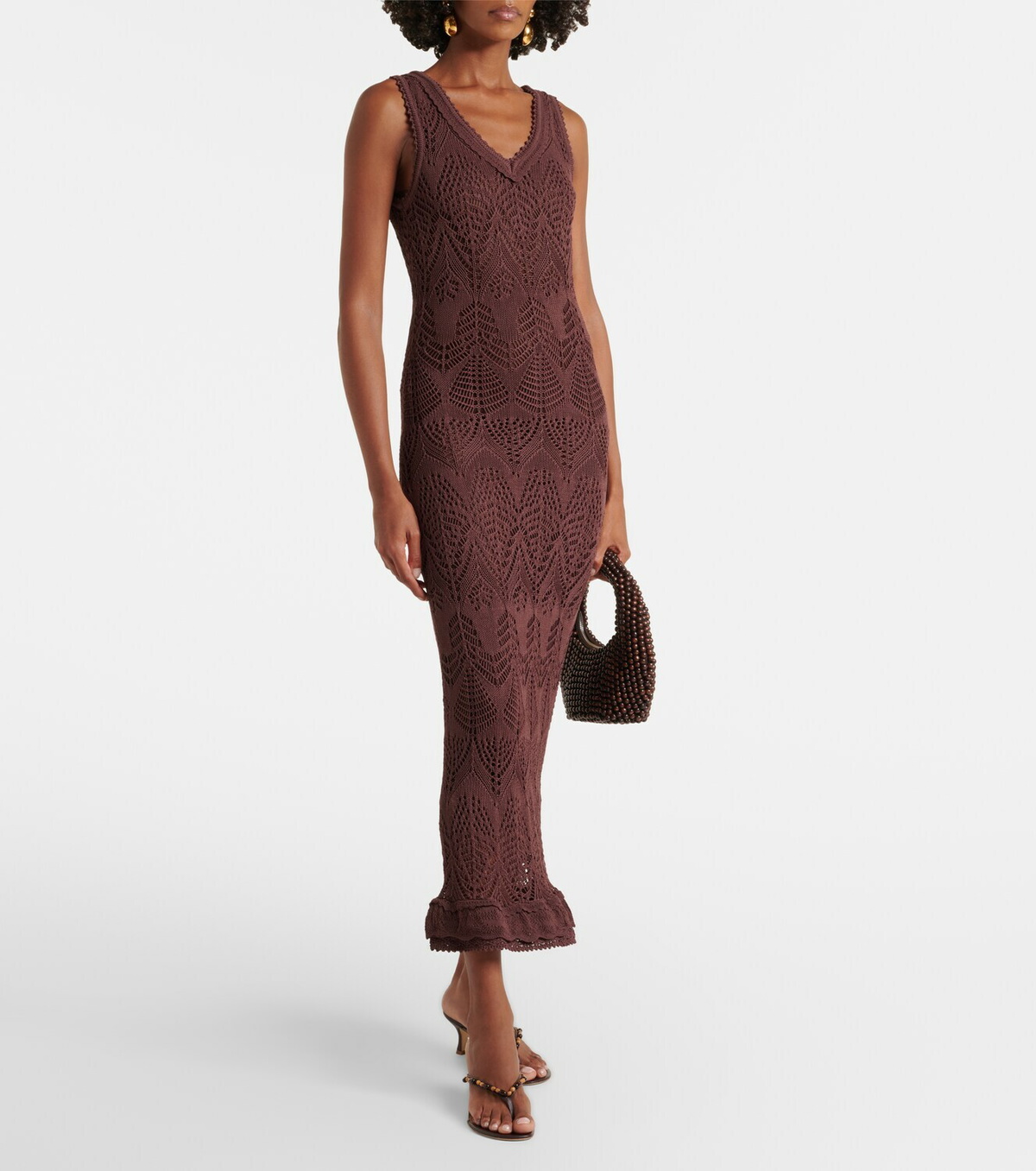 Staud Roan open-knit midi dress