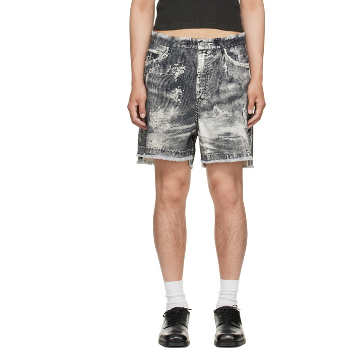 Photo: CAMPERLAB Black Corduroy Print Cutoff Shorts