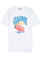 Ganni Printed Cotton T-shirt White