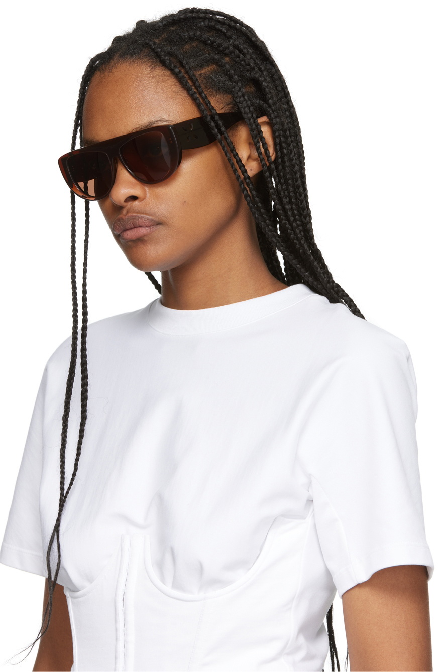 ALAÏA Brown Oversized Mask Sunglasses ALAÏA