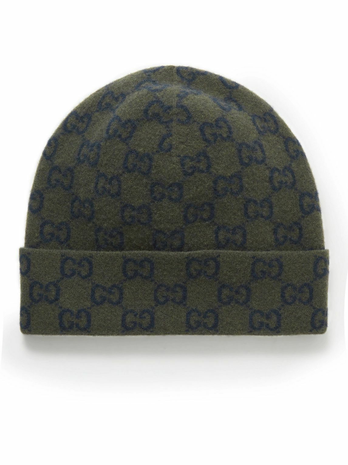 GUCCI: wool hat with jacquard GG monogram - White
