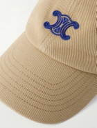 CELINE - Vivienne Logo-Embroidered Cotton-Twill Baseball Cap - Neutrals
