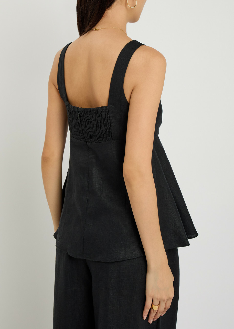 Faithfull The Brand Ellie Linen top Black