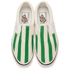 Vans Green and White Striped Classic 98 DX Slip-On Sneakers