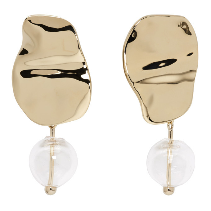 Proenza Schouler Gold and Clear Bead Earrings Proenza Schouler