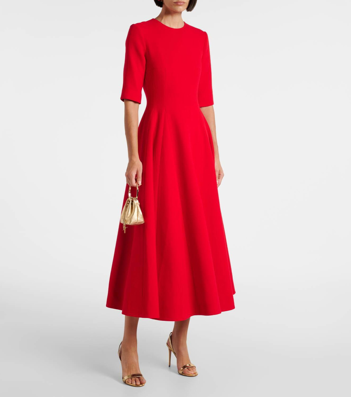 knee length dresses for ladies Georgie Celestial Blue Single Wool Crepe Dress