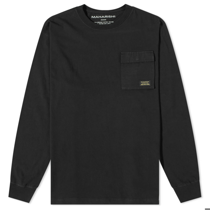 Photo: Maharishi Men's Long Sleeve Organic Utility Pocket T-Shirt in Black