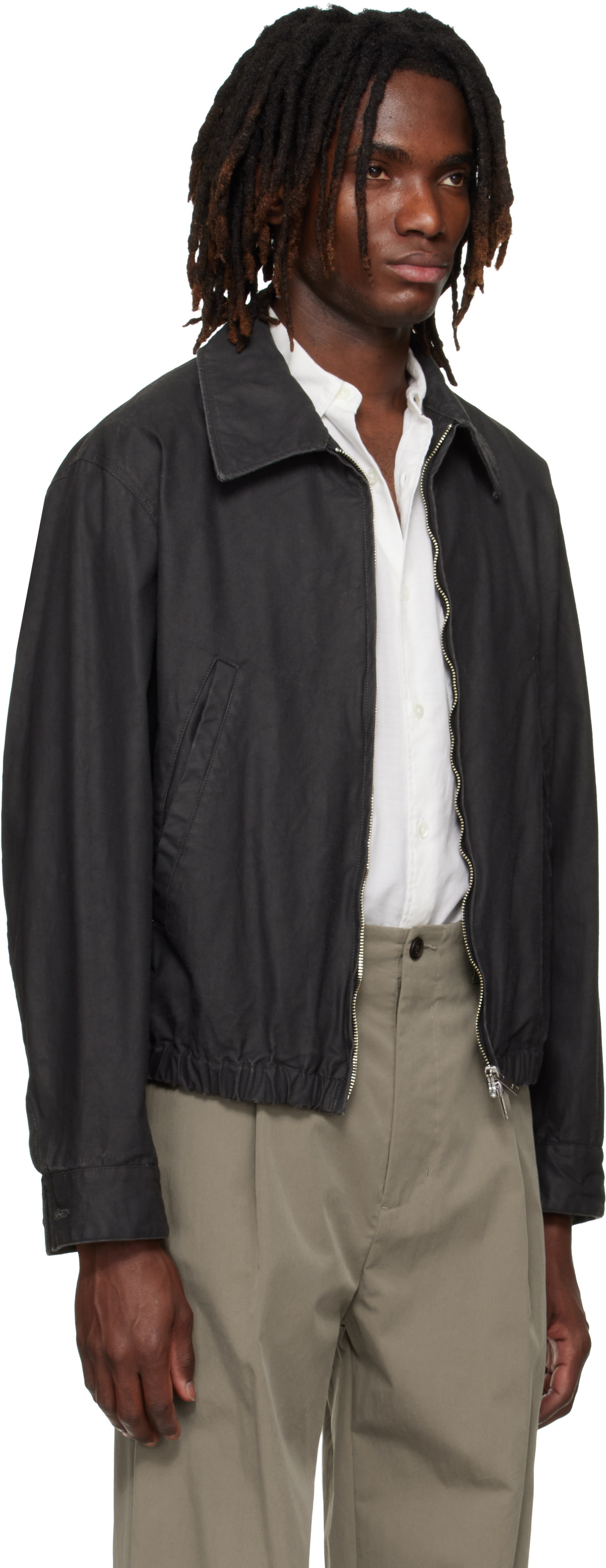 YOKE Black Coating Cotton Drizzler Jacket