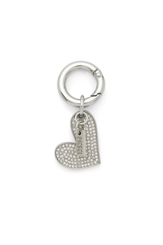 Photo: Diesel Metal heart charm with rhinestones - Charms and Keyrings Womens in Silver
