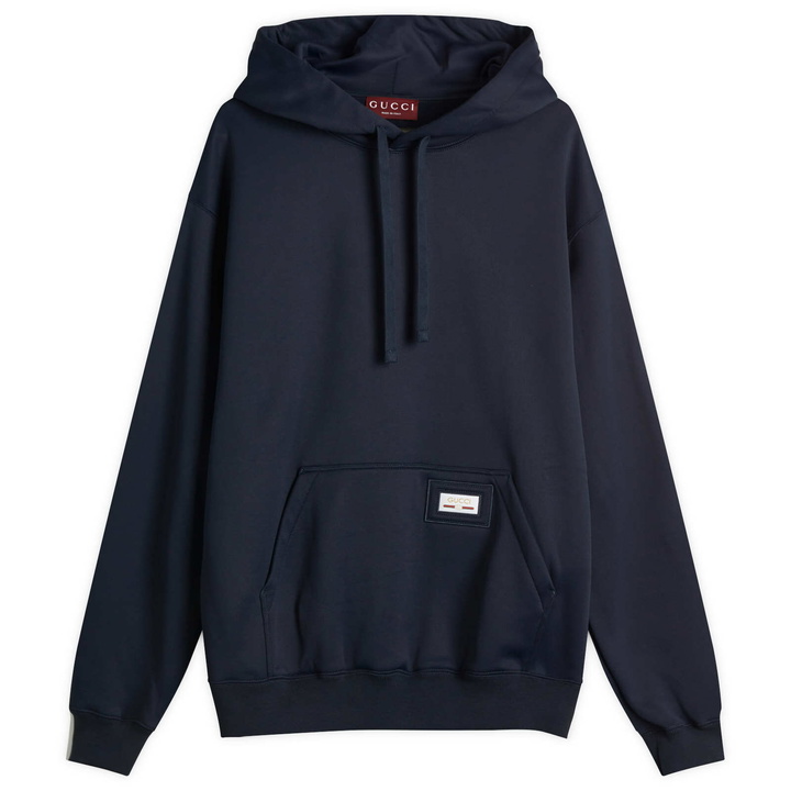 Photo: Gucci Men's Tech Nylon Fleece Hoodie in Blue Navy
