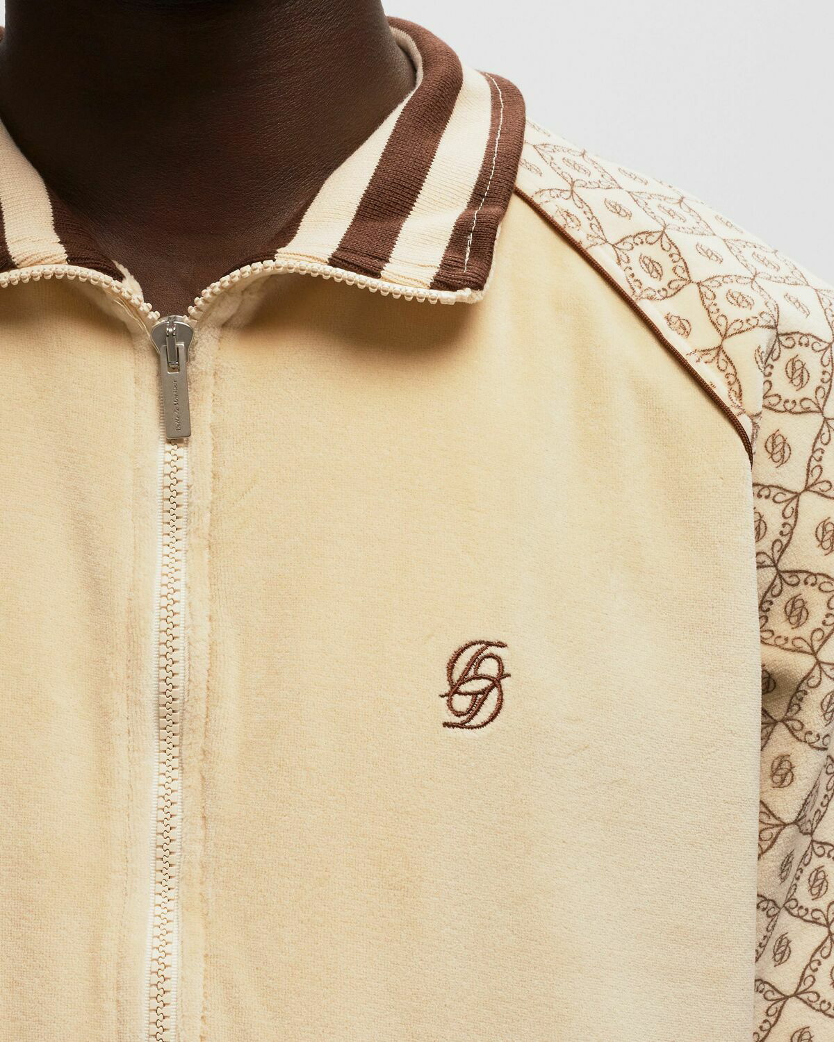 Drole De Monsieur La Veste Survet Velours Monogramme Beige Mens Track Jackets Drole de Monsieur