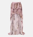 Blumarine Printed asymmetric georgette maxi skirt