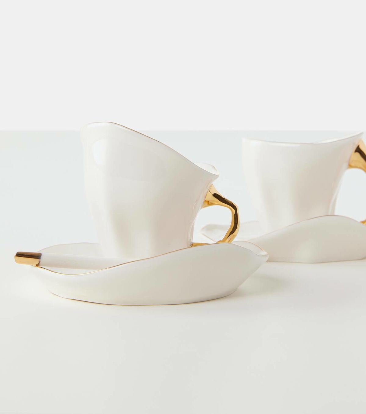 Seletti Meltdown set of 2 espresso cups, saucers, and spoons by JordanLuca