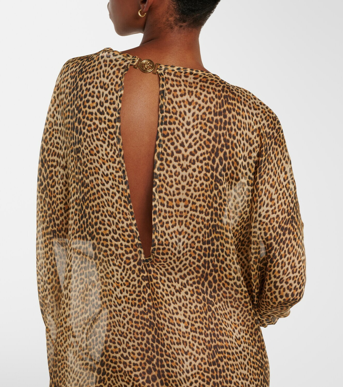 Roberto Cavalli Leopard-print semi-sheer silk kaftan