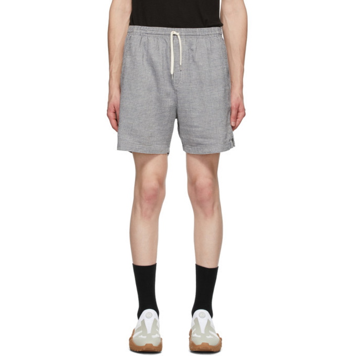 Photo: Schnaydermans Blue and Grey Linen Check Shorts