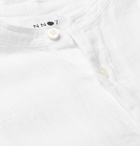NN07 - Justin Grandad-Collar Linen Shirt - White