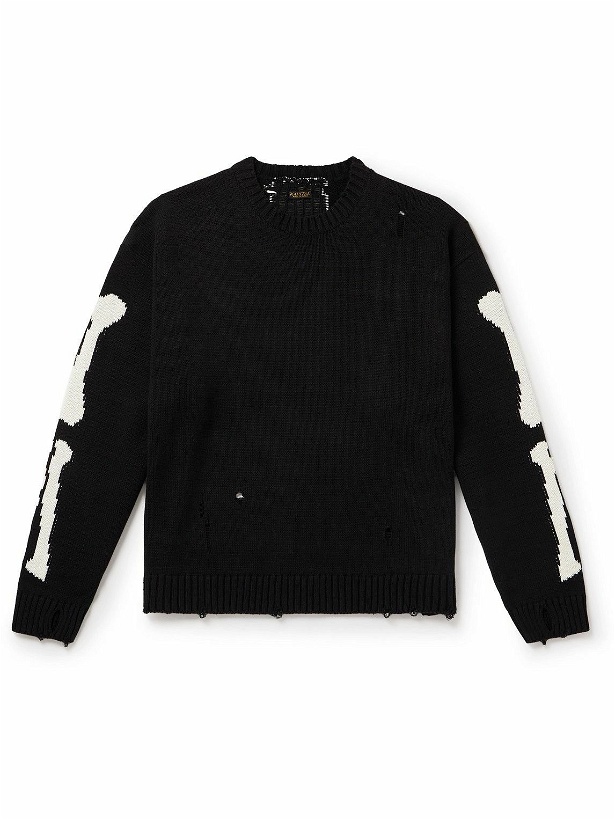 Photo: KAPITAL - 5G Distressed Intarsia Cotton-Blend Sweater - Black