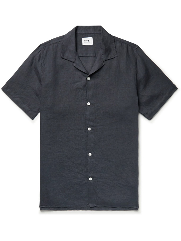 Photo: NN07 - Miyagi Camp-Collar Linen Shirt - Gray