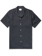 NN07 - Miyagi Camp-Collar Linen Shirt - Gray