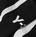 Y-3 - Logo-Jacquard Striped Cotton-Blend Socks - Black