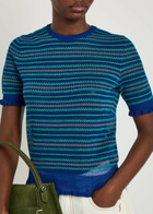 JW Anderson Fair Isle Sheer Cotton-blend top Blue