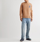 JW Anderson - Embroidered Textured Wool-Blend Knitted Sweater - Brown