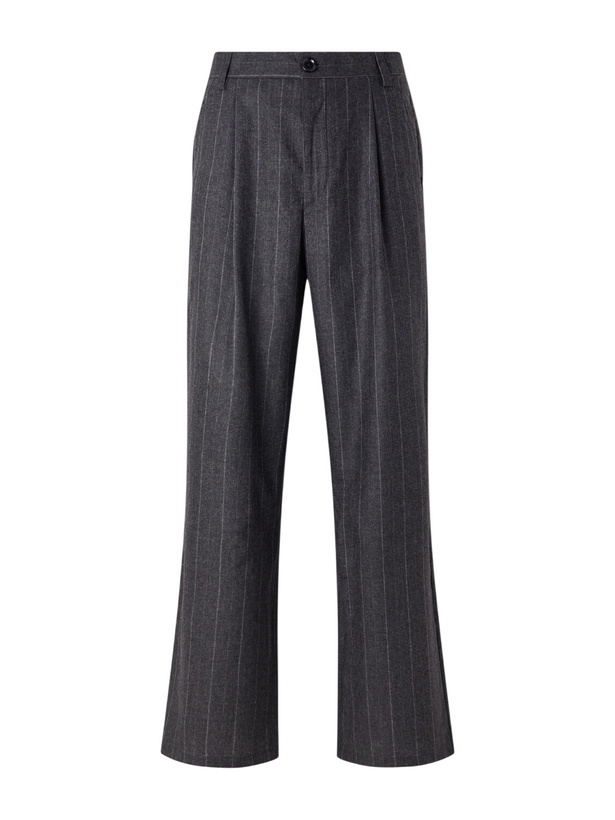Photo: Oliver Spencer - Orsman Flared Pleated Striped Wool-Blend Suit Trousers - Gray