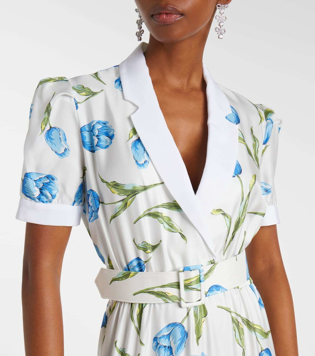 Rodarte Belted floral silk twill midi dress