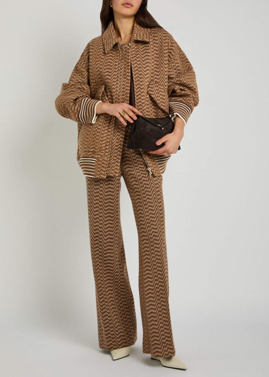 Missoni Chevron Wide-leg Wool-blend Trousers Camel