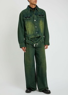 Simone Rocha Crystal-embellished Denim Jacket Green