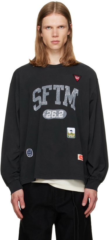 Photo: Song for the Mute Black 'SFTM 26.2' Drape Crew Neck T-shirt