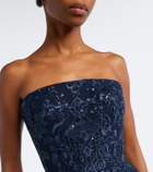 Elie Saab Sequined lace bustier gown