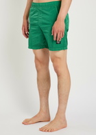 Stone Island Logo Crinkled Nylon Swim Shorts Dark Green