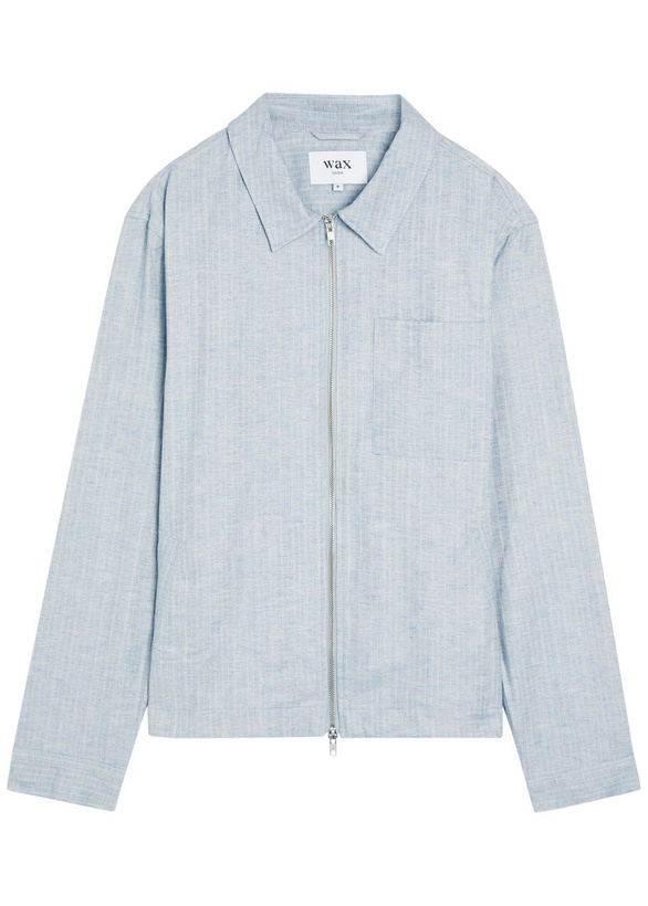 Photo: Wax London Eldon Striped Cotton and Linen-blend Jacket Light Blue